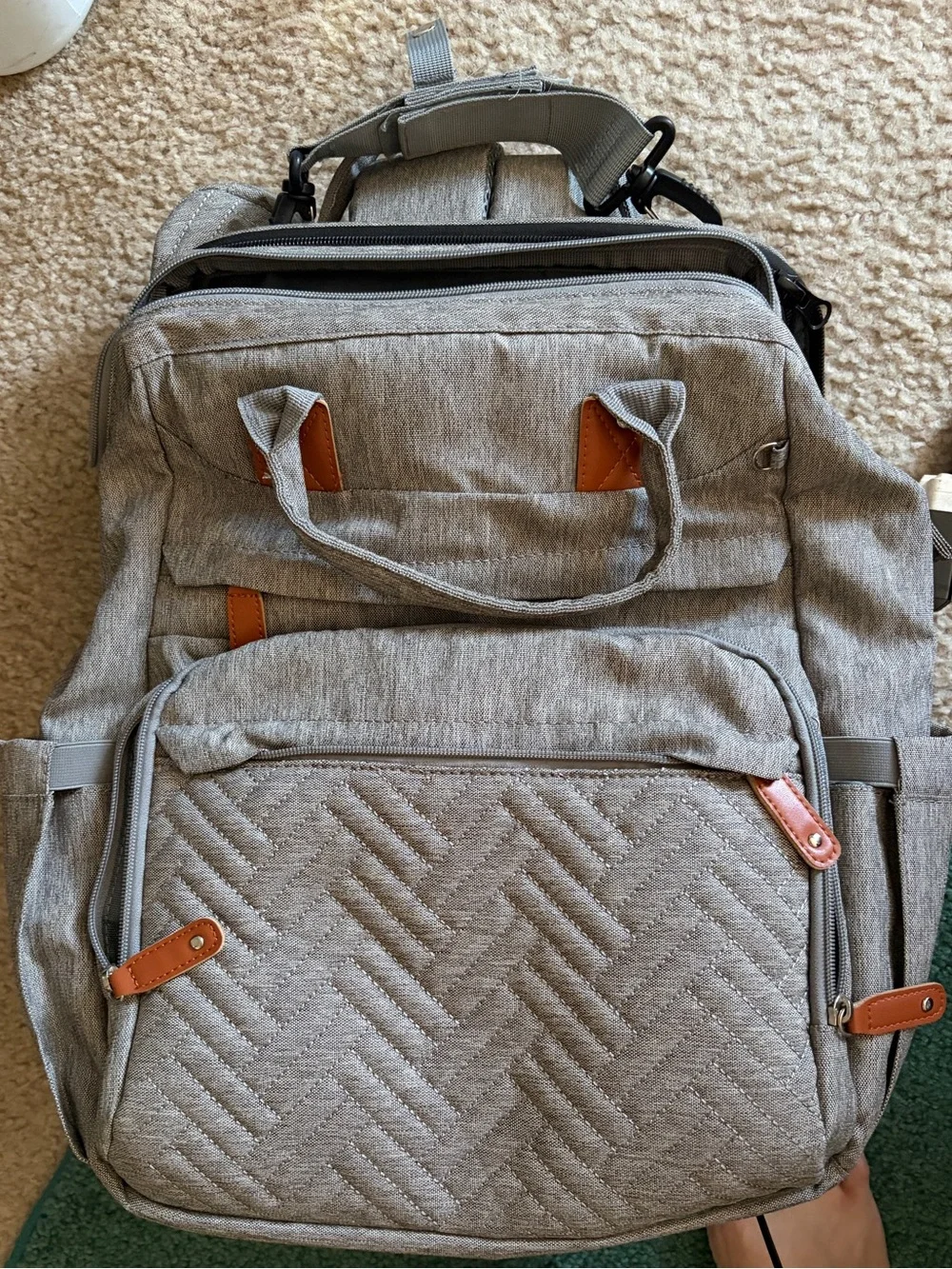 KABAQOO Gray Diaper Bag Backpack with Detachable Changing Table – Used Once